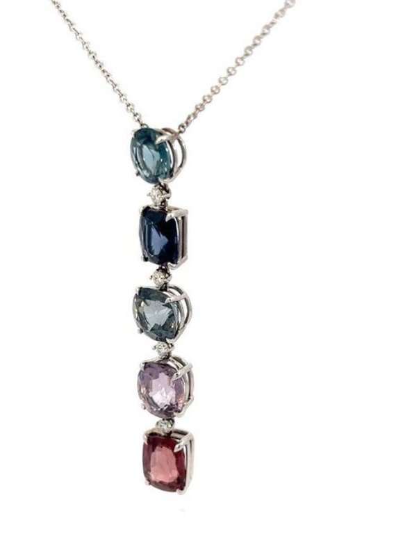 19.39 Carat Multi- Color Spinel Gem and Diamond Pendant Necklace