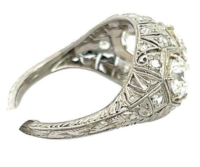 Antique Art Deco Three Stone Diamond Engagement Ring