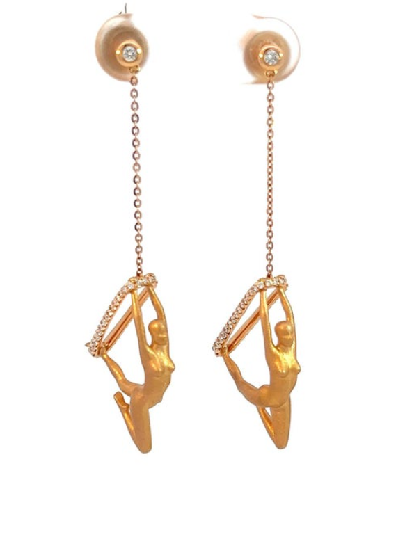 Aerialist-Inspired Yoga Diamond Dangle Earrings