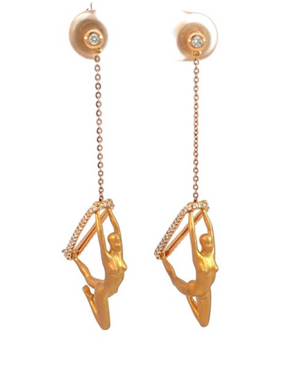 Aerialist-Inspired Yoga Diamond Dangle Earrings