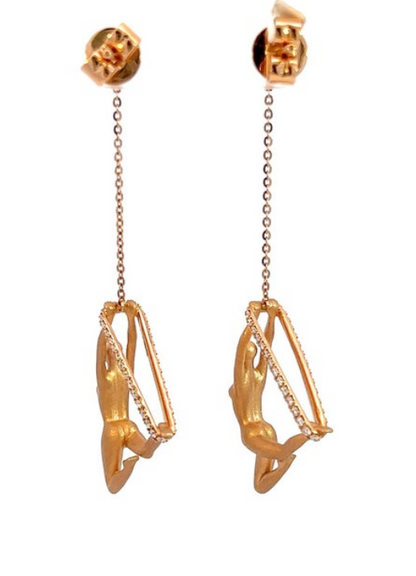 Aerialist-Inspired Yoga Diamond Dangle Earrings