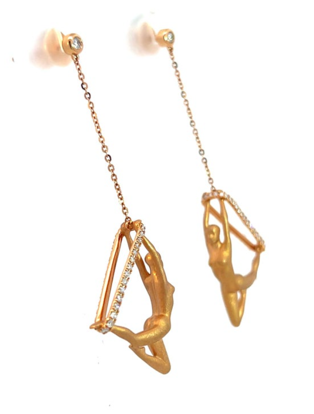 Aerialist-Inspired Yoga Diamond Dangle Earrings