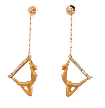 Aerialist-Inspired Yoga Diamond Dangle Earrings