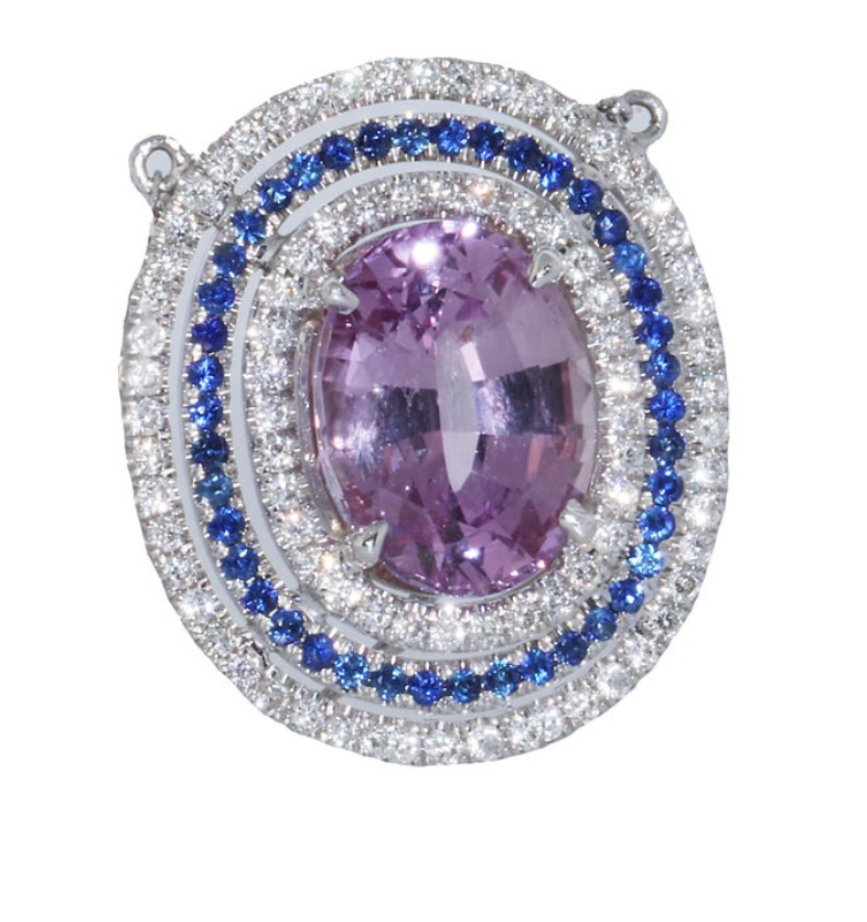 GIA Certified No Heat Burma Pink Sapphire Pendant in White Gold