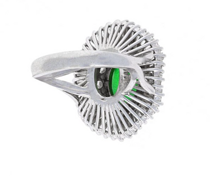 Handmade Antique White Gold 3.25ct Jade and 1.25ct Diamond Cocktail Ring