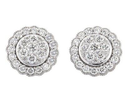 Large Diamond Stud Earrings in 14K white Gold