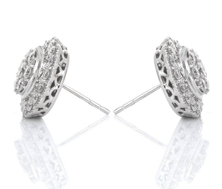 Large Diamond Stud Earrings in 14K white Gold