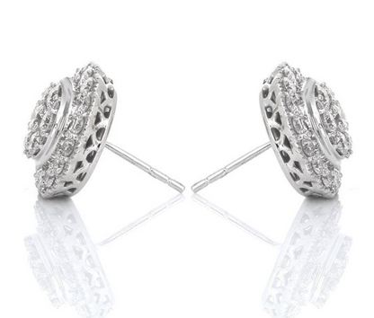 Large Diamond Stud Earrings in 14K white Gold