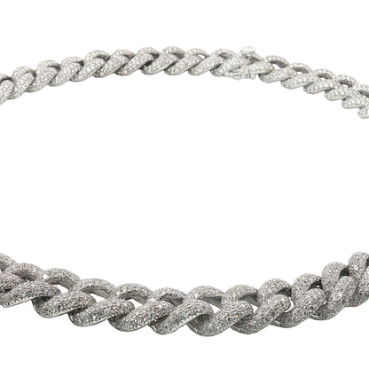 25 Carat Diamond Pavé Cuban Link Choker Necklace in 18K White Gold