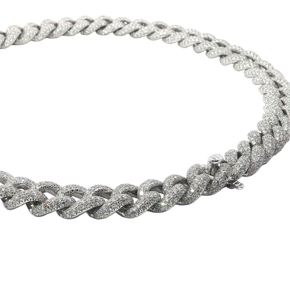 25 Carat Diamond Pavé Cuban Link Choker Necklace in 18K White Gold