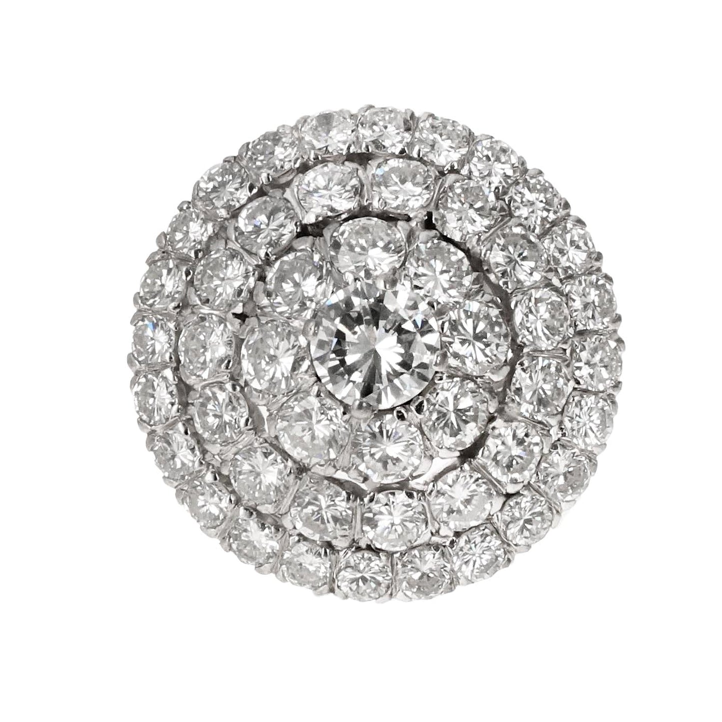 14 Karat Retro Diamond Cluster Brooch Pendant, Round Brilliant Cut Diamonds 8.50 Carats