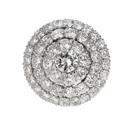 14 Karat Retro Diamond Cluster Brooch Pendant, Round Brilliant Cut Diamonds 8.50 Carats