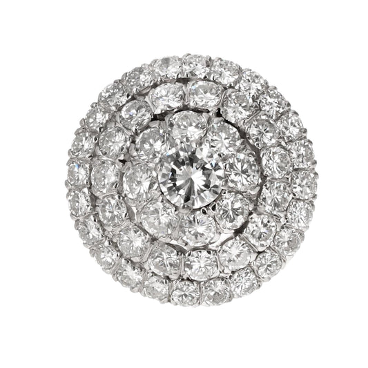 14 Karat Retro Diamond Cluster Brooch Pendant, Round Brilliant Cut Diamonds 8.50 Carats
