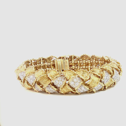 Estate Hammerman Brothers Woven 18K Gold and Diamond Bracelet