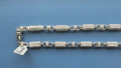 76.26 Carat Diamond Link Chain Necklace in 14K White Gold, 32 Inches