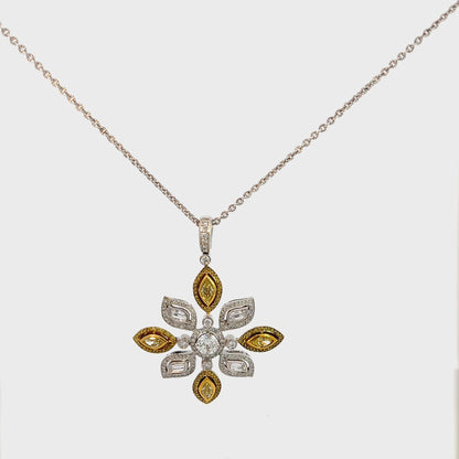 Michael Beaudry Platinum and 18k Yellow Gold Star Cross Diamond Pendant Necklace